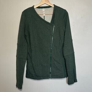 Women's Size L Under Armour Green Asymmetrical Zipper Pullover Quilted Sleeves